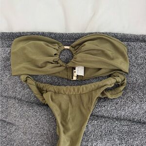 Princess Polly Green Bandeau Bikini Set with O-Ring Detail